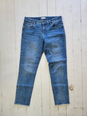 Carve Designs Mid-Rise Carson Jean in Med Blue Color Women's 10 Raw Hem Organic
